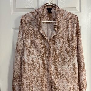 Haggar Men's Tan and Cream Patterned Shirt